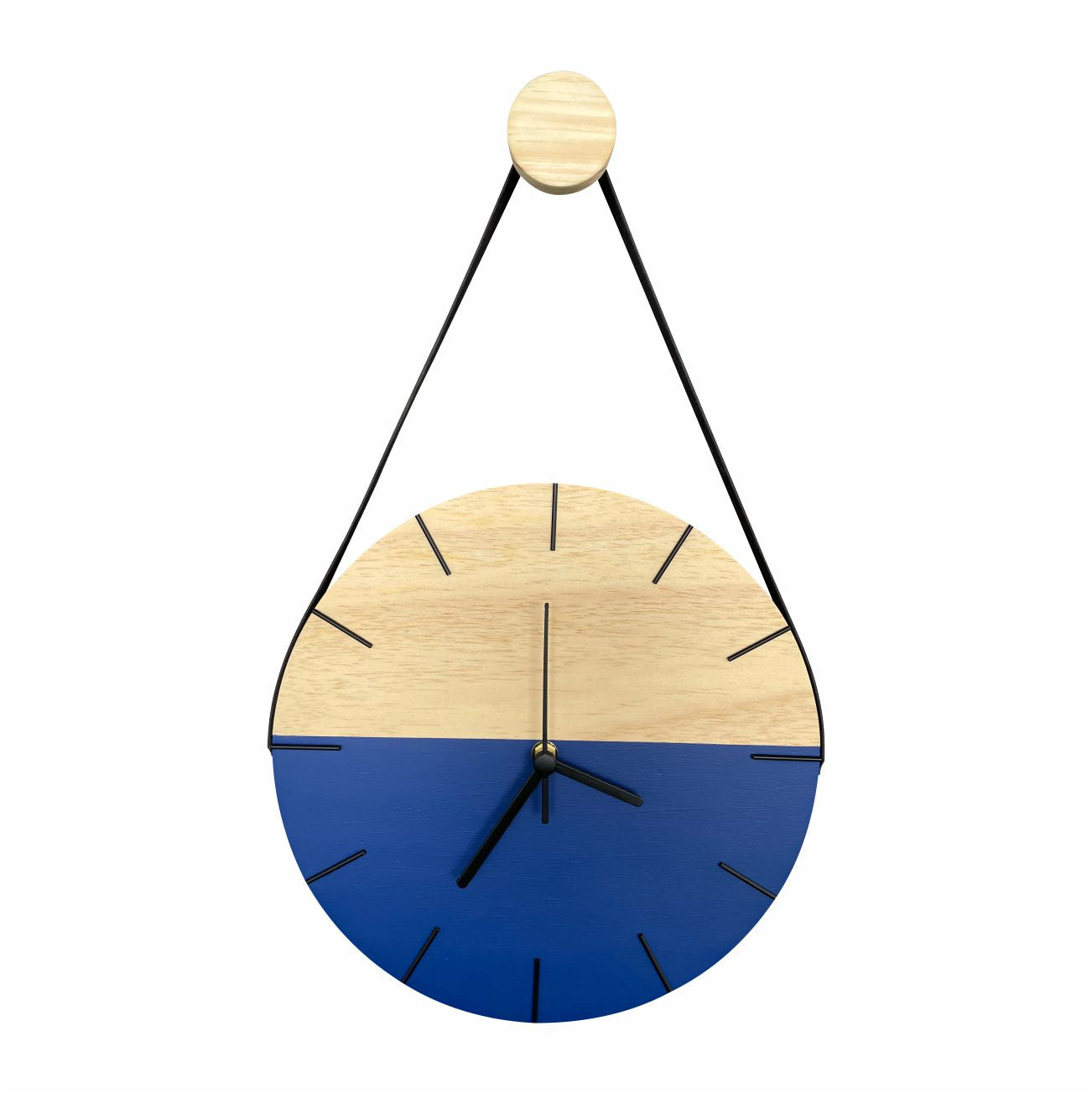 Relógio de Parede Decorativo Minimalista Azul Com Alça 28x45 - Uso Madeira 