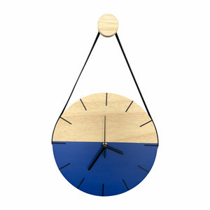 Relógio de Parede Decorativo Minimalista Azul Com Alça 28x45 - Uso Madeira 