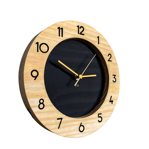 Relógio de Parede Minimalista Preto com Números 28cm - Uso Madeira