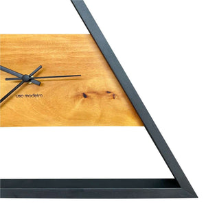 Relógio de Parede em Madeira Grande 50cm Design Industrial - Garapeira