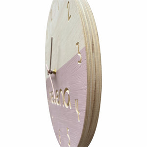 Relógio de Parede Decorativo para Quarto Infantil Rosa Personalizado 30cm - Uso Madeira 
