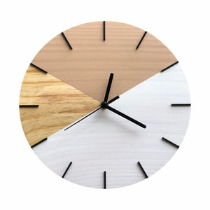 Relógio de Parede Geométrico Branco e Avelã 28cm - Uso Madeira 